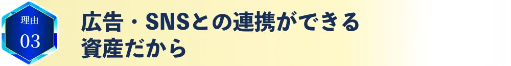 理由03 広告・SNSとの連携ができる資産だから